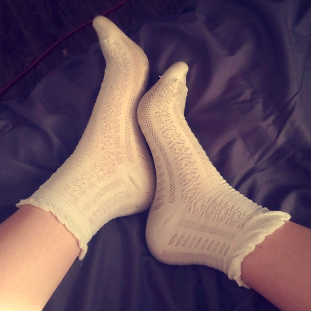 Used socks / worn white ankle socks